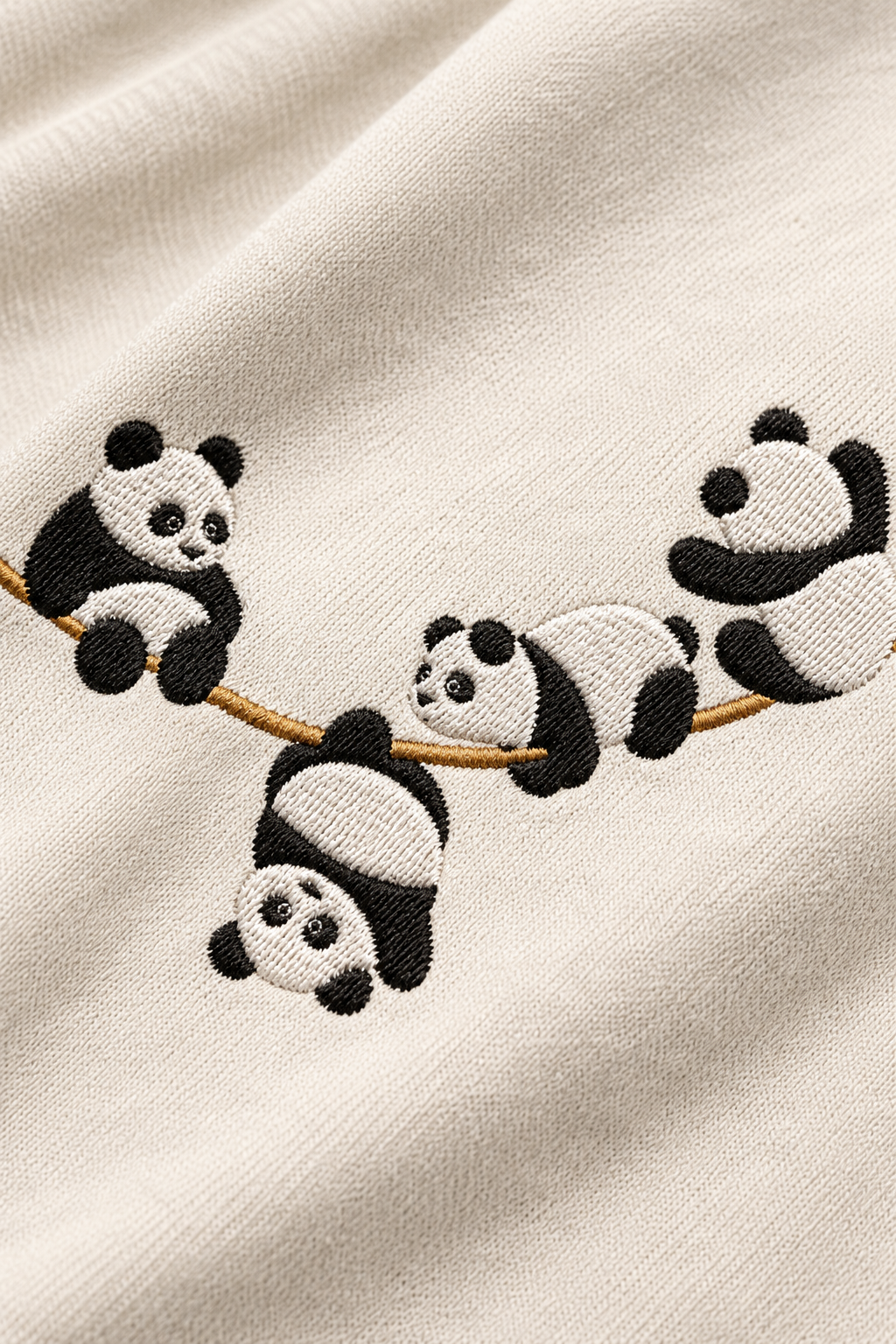Playful Pandas Branch Embroidery Oversized T-Shirt for Men in Off-White (240 GSM) | STITCHIFLY