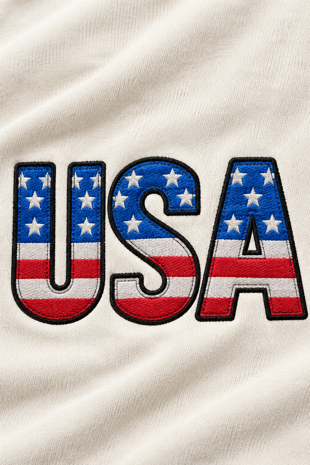 USA Flag Lettering Embroidery Oversized T-Shirt for Men in Off-White (240 GSM) | STITCHIFLY