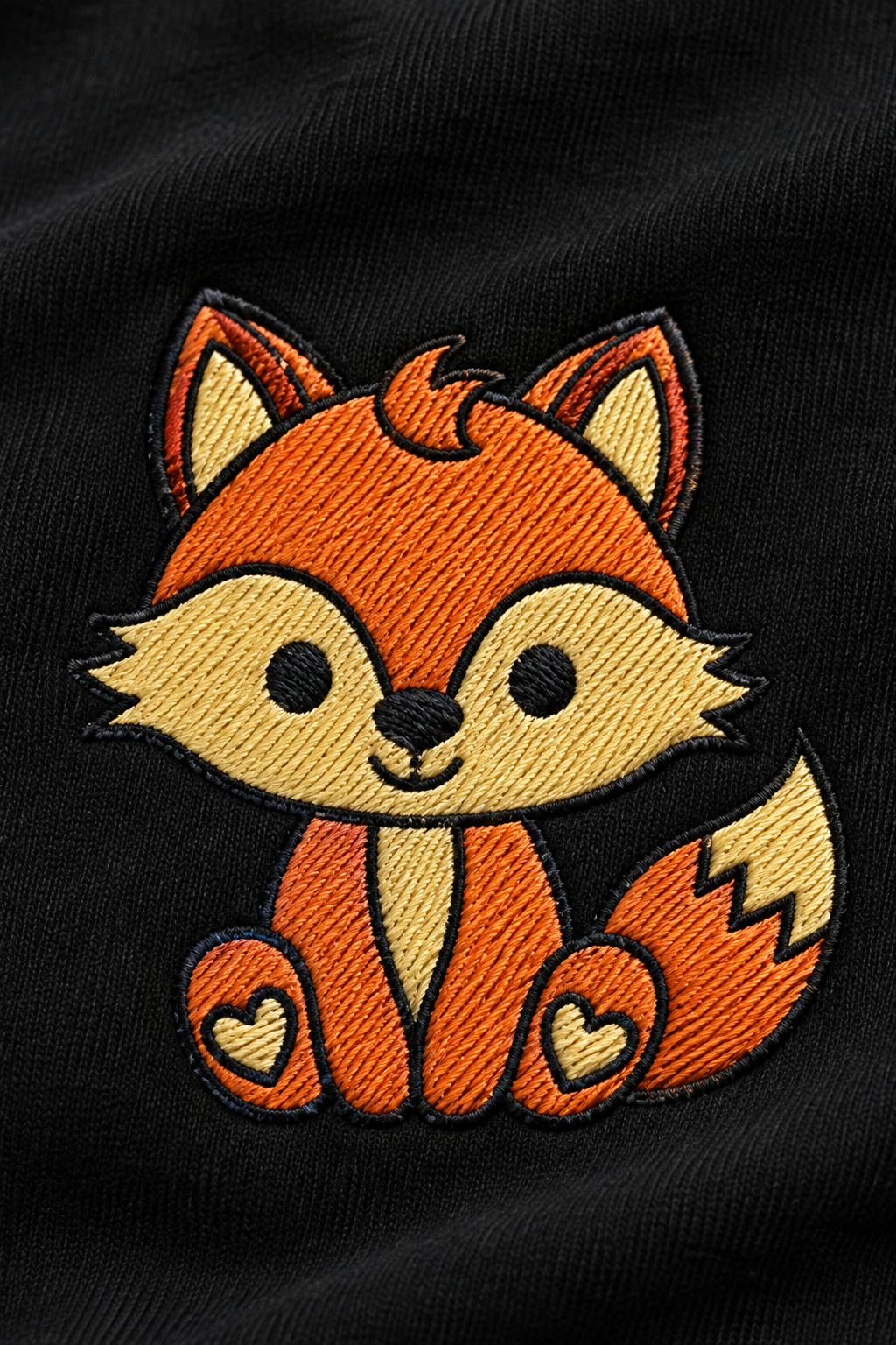 Cute Fox Character Embroidery Oversized T-Shirt for Men in Black (240 GSM) | STITCHIFLY
