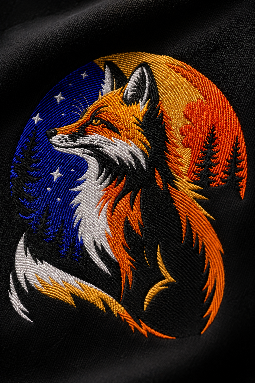 Fox Embroidered Black Hoodie – Premium Wildlife Forest Graphic Hoodie for Men