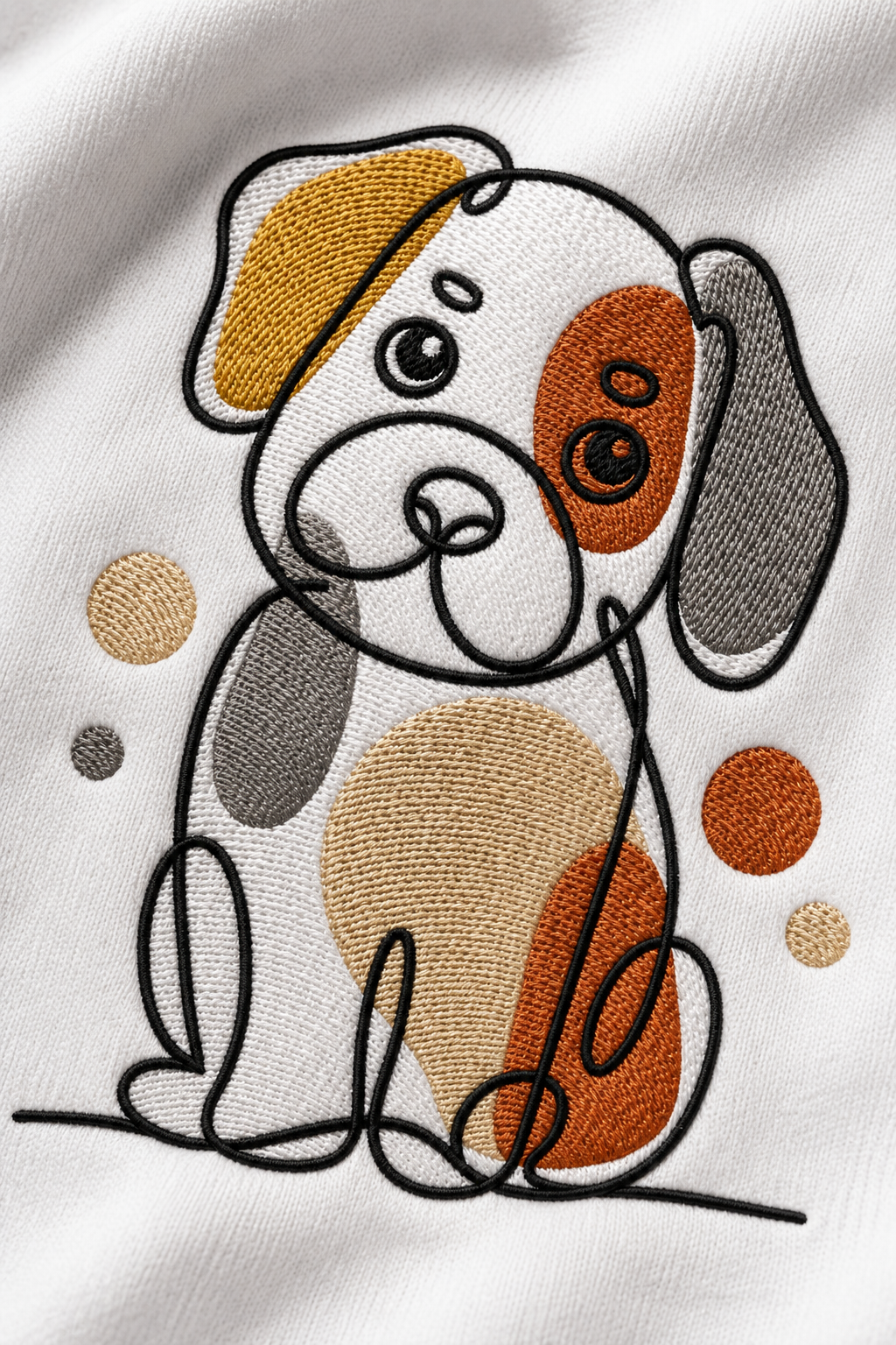 Cute Dog Embroidered White Hoodie – Premium Minimal Puppy Cotton Fleece Hoodie for Men