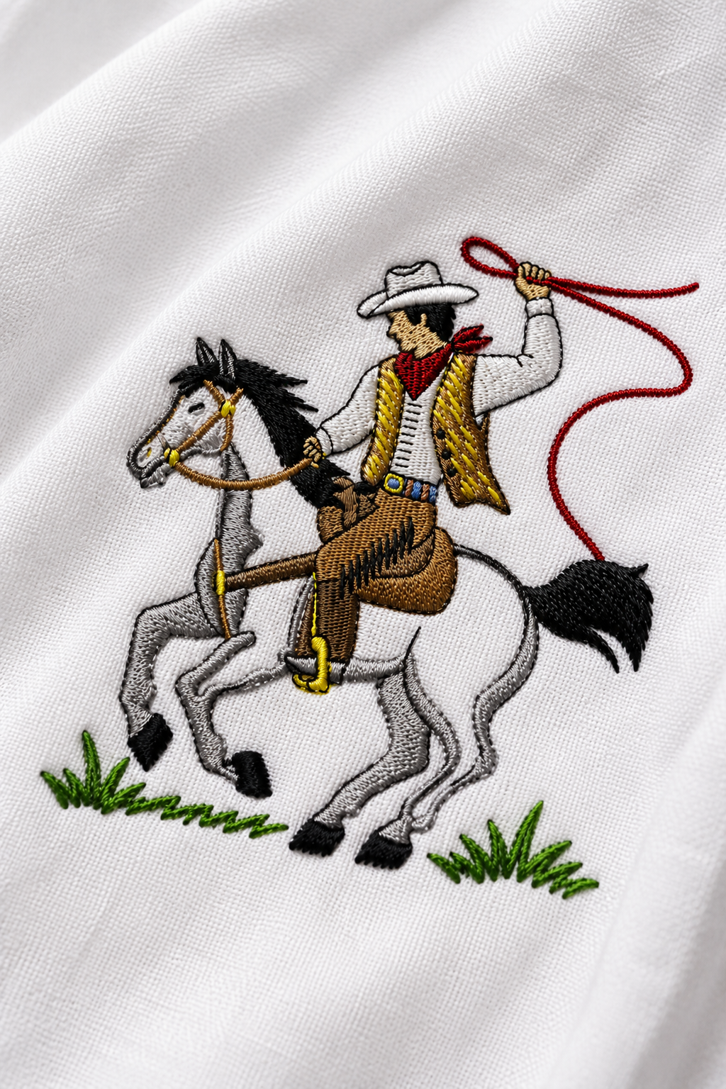 Cowboy Riding Horse Embroidered Shirt – Premium Western Cotton Casual Shirt for Men
