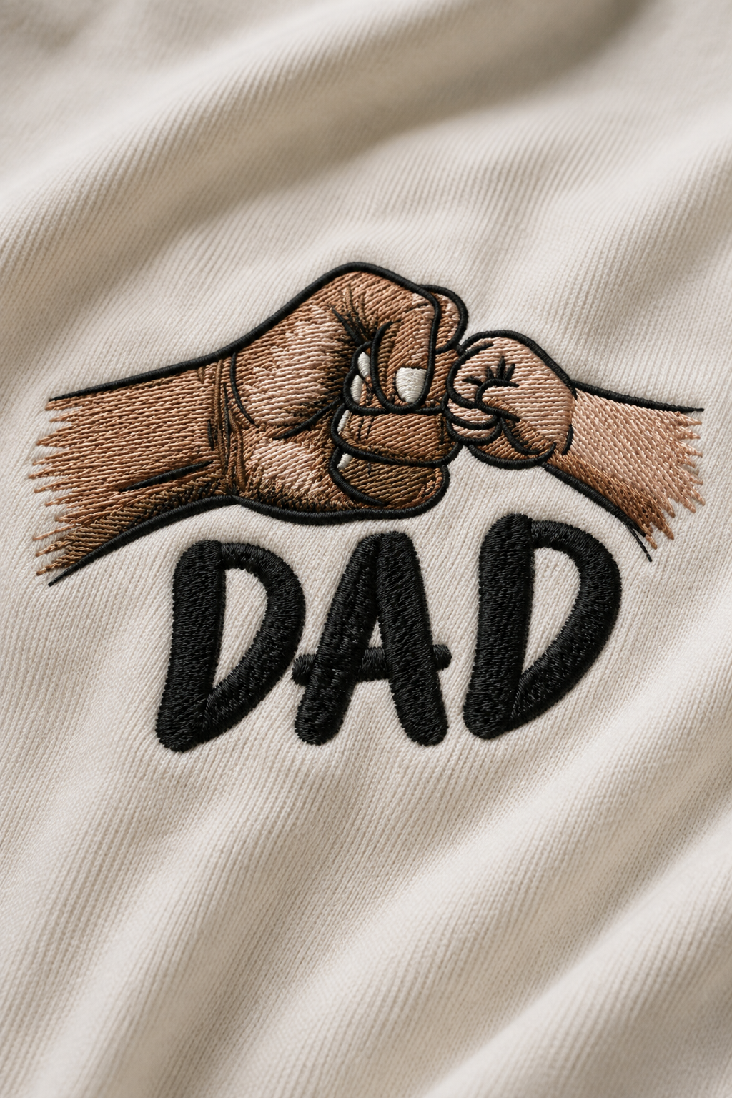 Dad & Baby Fist Bump Custom Embroidered Oversized T-Shirt for Men in Off White | STITCHIFLY