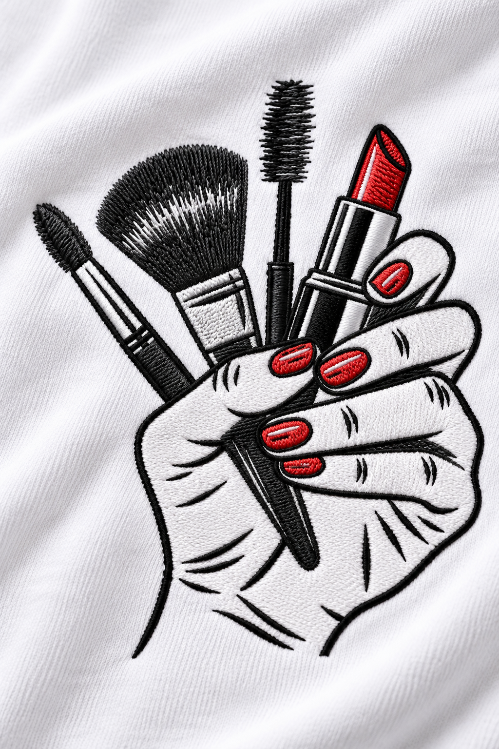 Makeup Artist Embroidered White T-Shirt