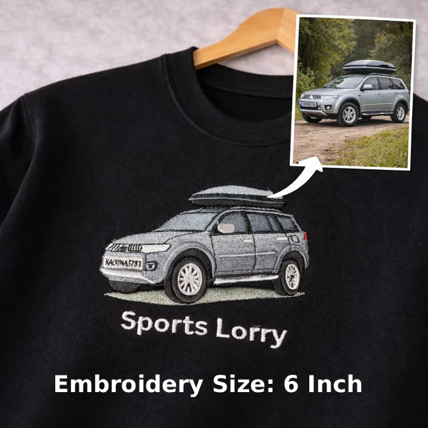 Custom Car Portrait & Number Plate Embroidered T-Shirt